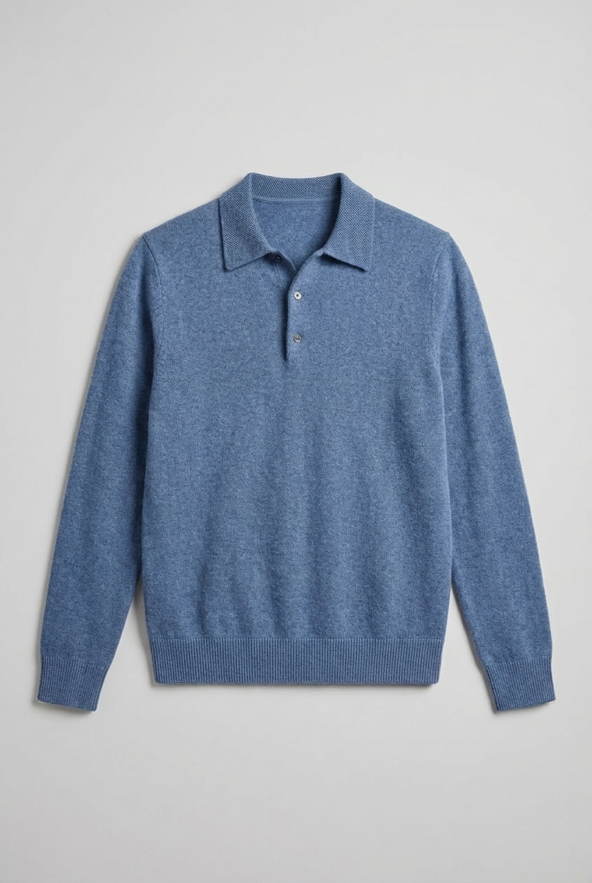 Men’s Merino Wool Style Polo Knit Jumper