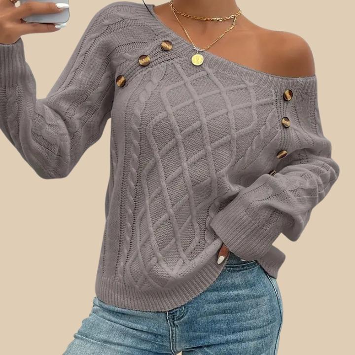 Women's Elegant Button-Front Knit Sweater