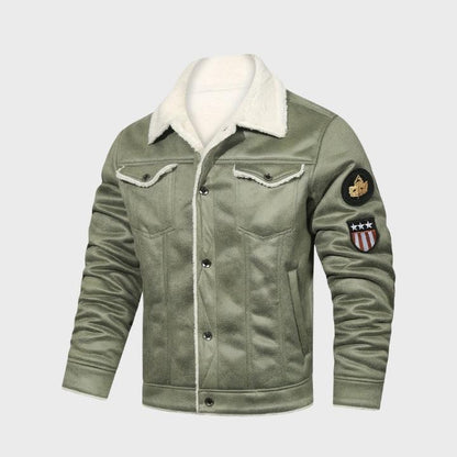 Men’s Faux Leather Jacket with Shearling Lining