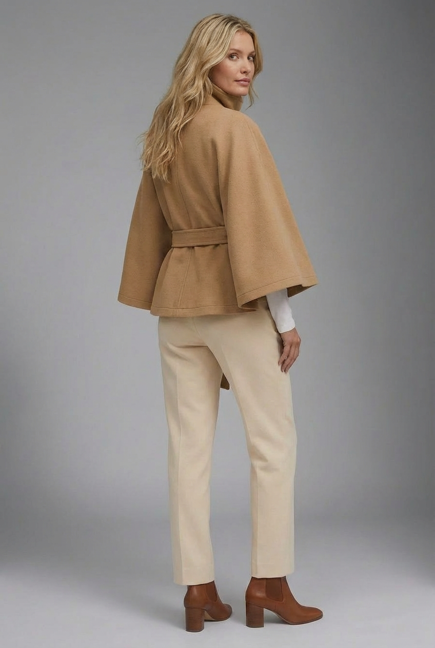 Women’s Contemporary High-Collar Cape Coat