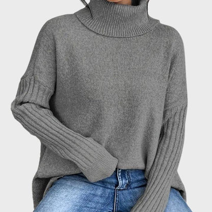 Women’s Elegant High Neck Long Sleeve Knit Pullover