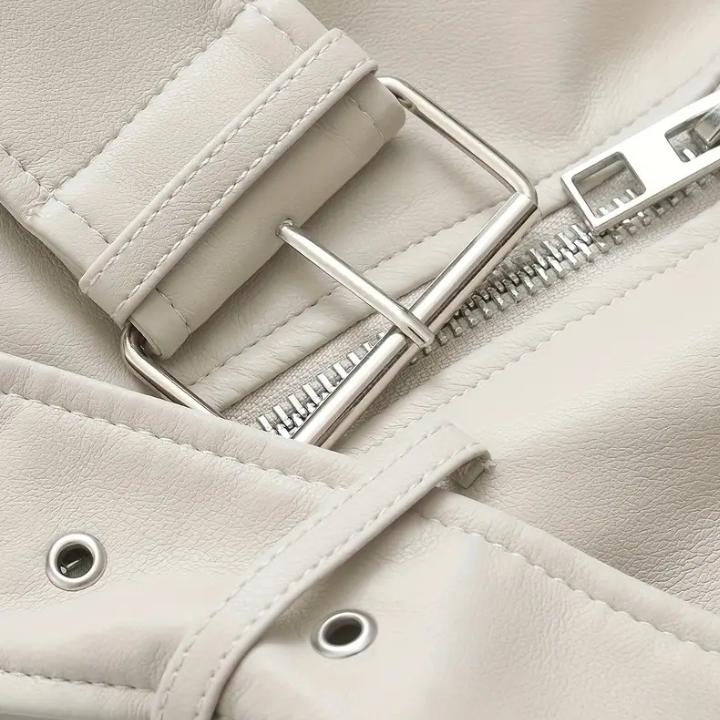 Women's Retro Belted Biker Jacket