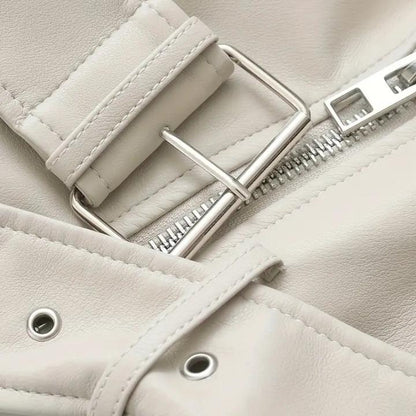 Women's Retro Belted Biker Jacket