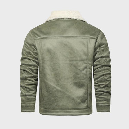 Men’s Faux Leather Jacket with Shearling Lining