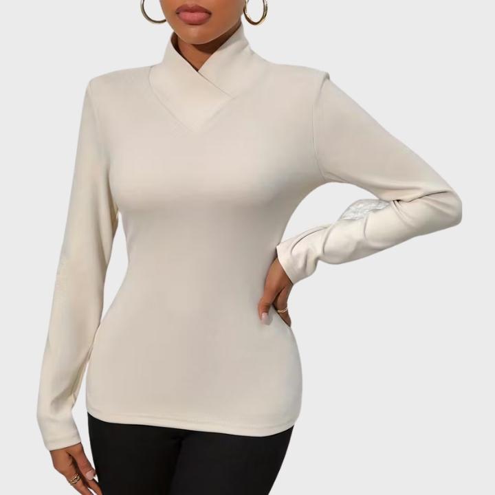 Warm High-Neck Long-Sleeve Knit Top