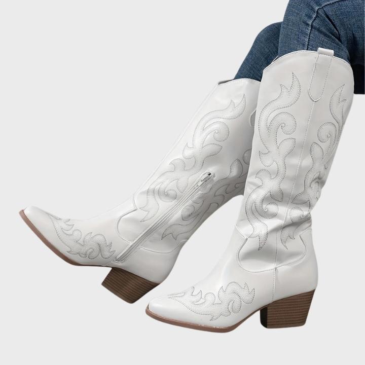 Women's Zip-Up Mid Heel Fashion Boots