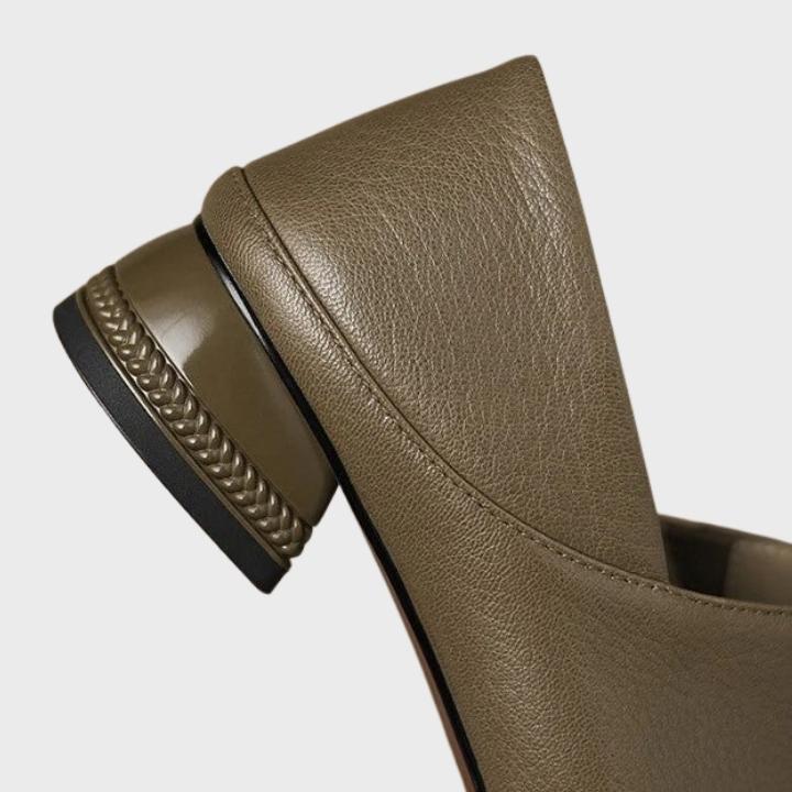 Women's Textured Square Toe Low Block Heel Slip-On