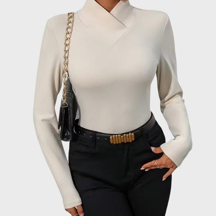 Warm High-Neck Long-Sleeve Knit Top