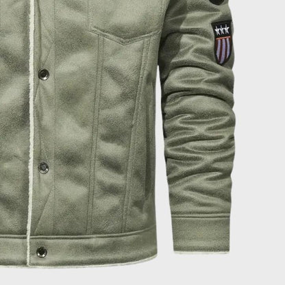 Men’s Faux Leather Jacket with Shearling Lining