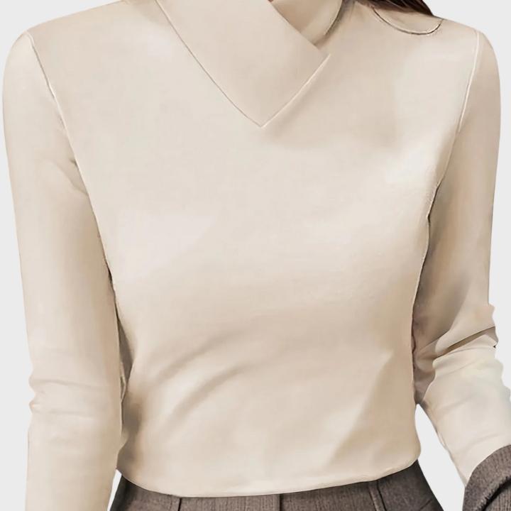 Warm High-Neck Long-Sleeve Knit Top