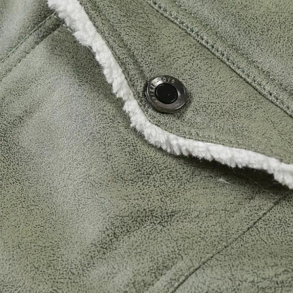 Men’s Faux Leather Jacket with Shearling Lining