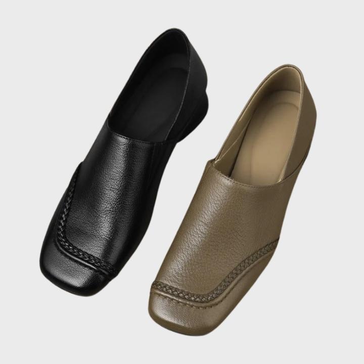 Women's Textured Square Toe Low Block Heel Slip-On