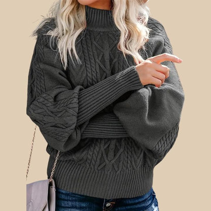 Women's Classic Ribbed High Collar Sweater