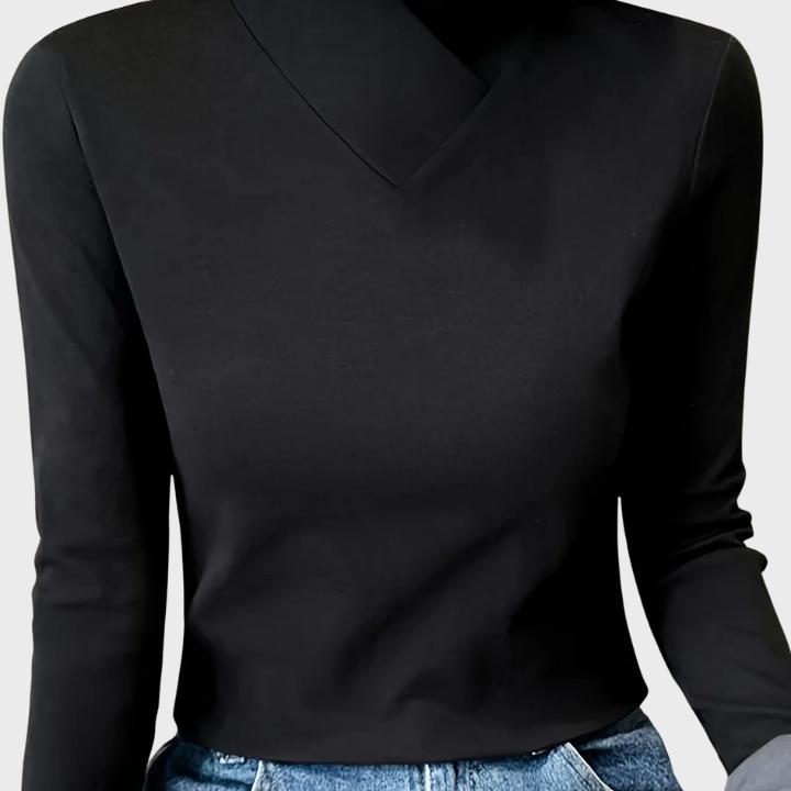 Warm High-Neck Long-Sleeve Knit Top