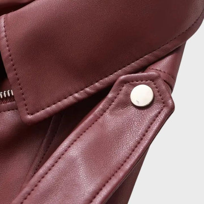 Women's Retro Belted Biker Jacket