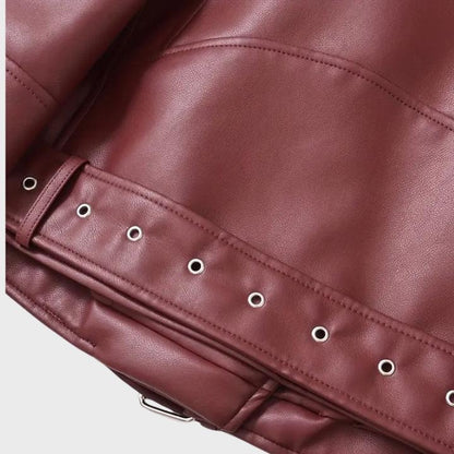 Women's Retro Belted Biker Jacket