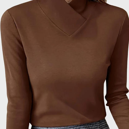 Warm High-Neck Long-Sleeve Knit Top