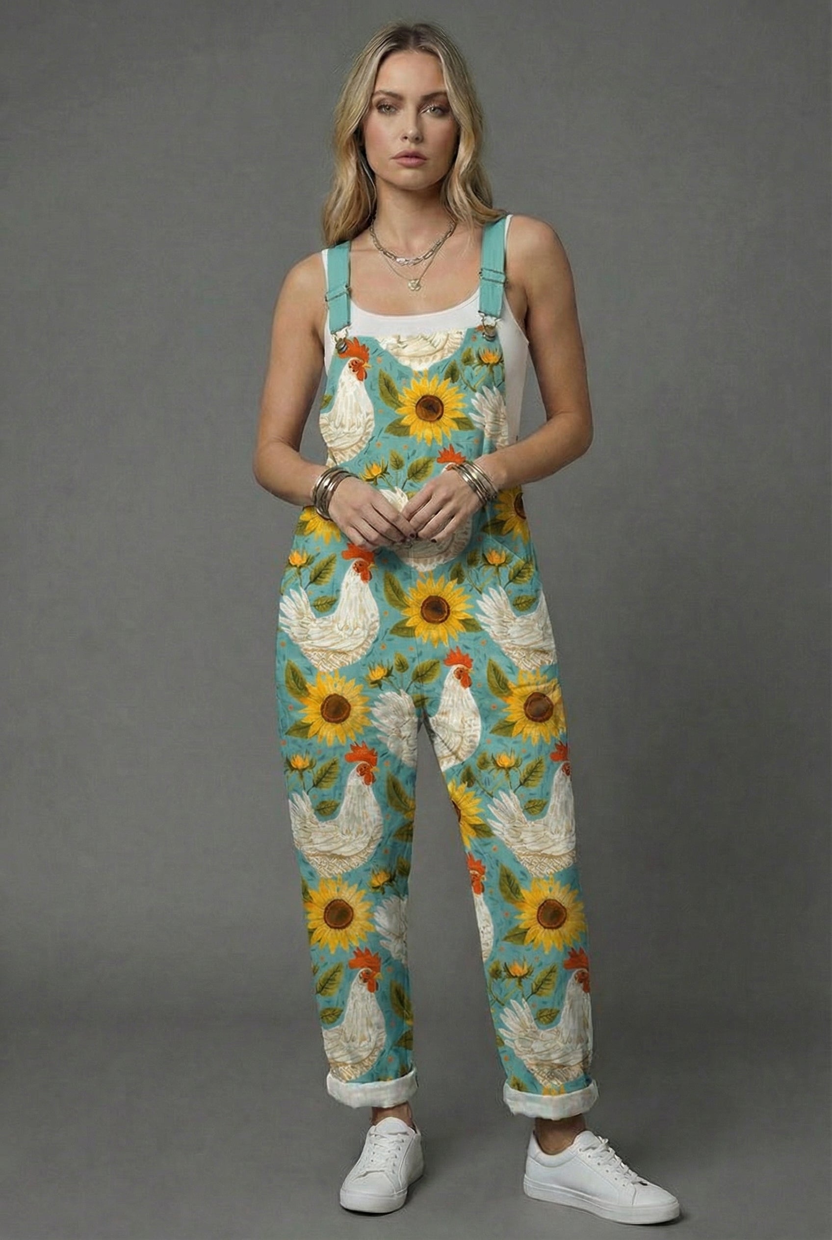 Floral Botanical Linen Style Summer Jumpsuit Women