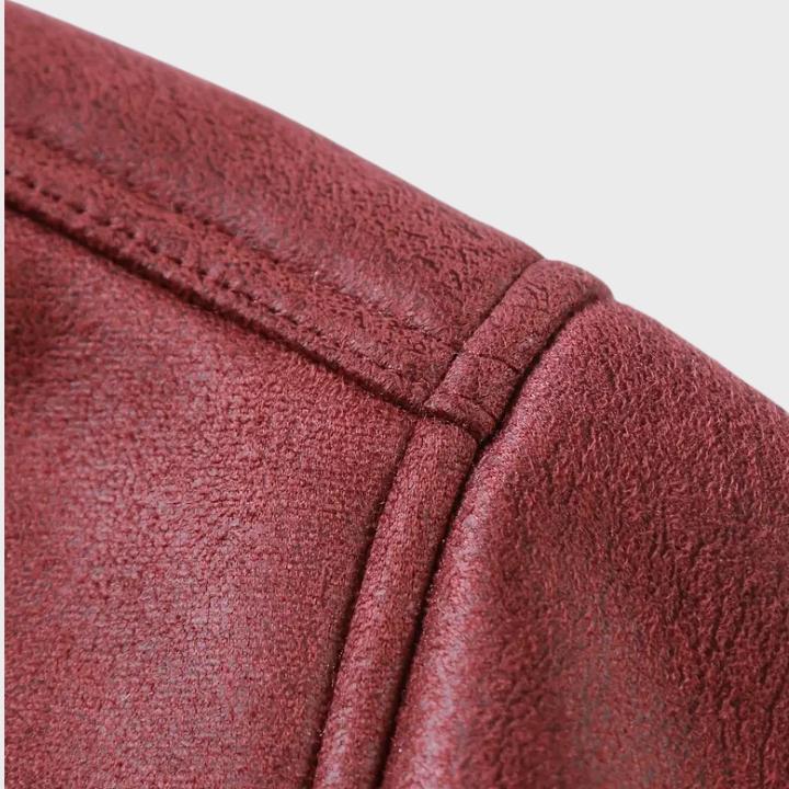 Men’s Faux Leather Jacket with Shearling Lining