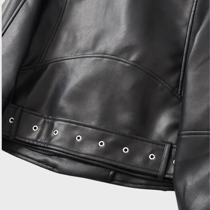 Women's Retro Belted Biker Jacket