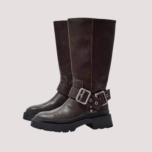 Women's Buckle Strap Knee-High Boots