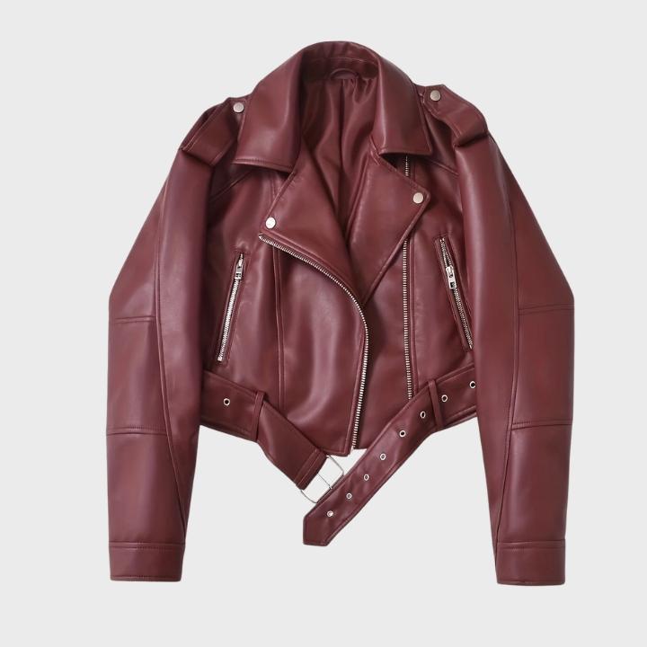 Women's Retro Belted Biker Jacket