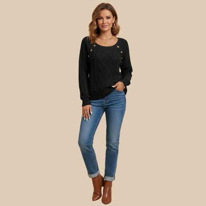 Women's Elegant Button-Front Knit Sweater