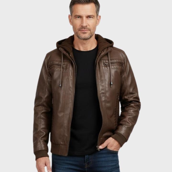 Men’s Hooded Bomber Jacket with Zipper Pockets