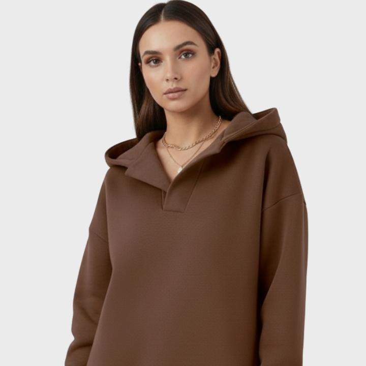 Women's Casual Oversized V-Neck Hoodie