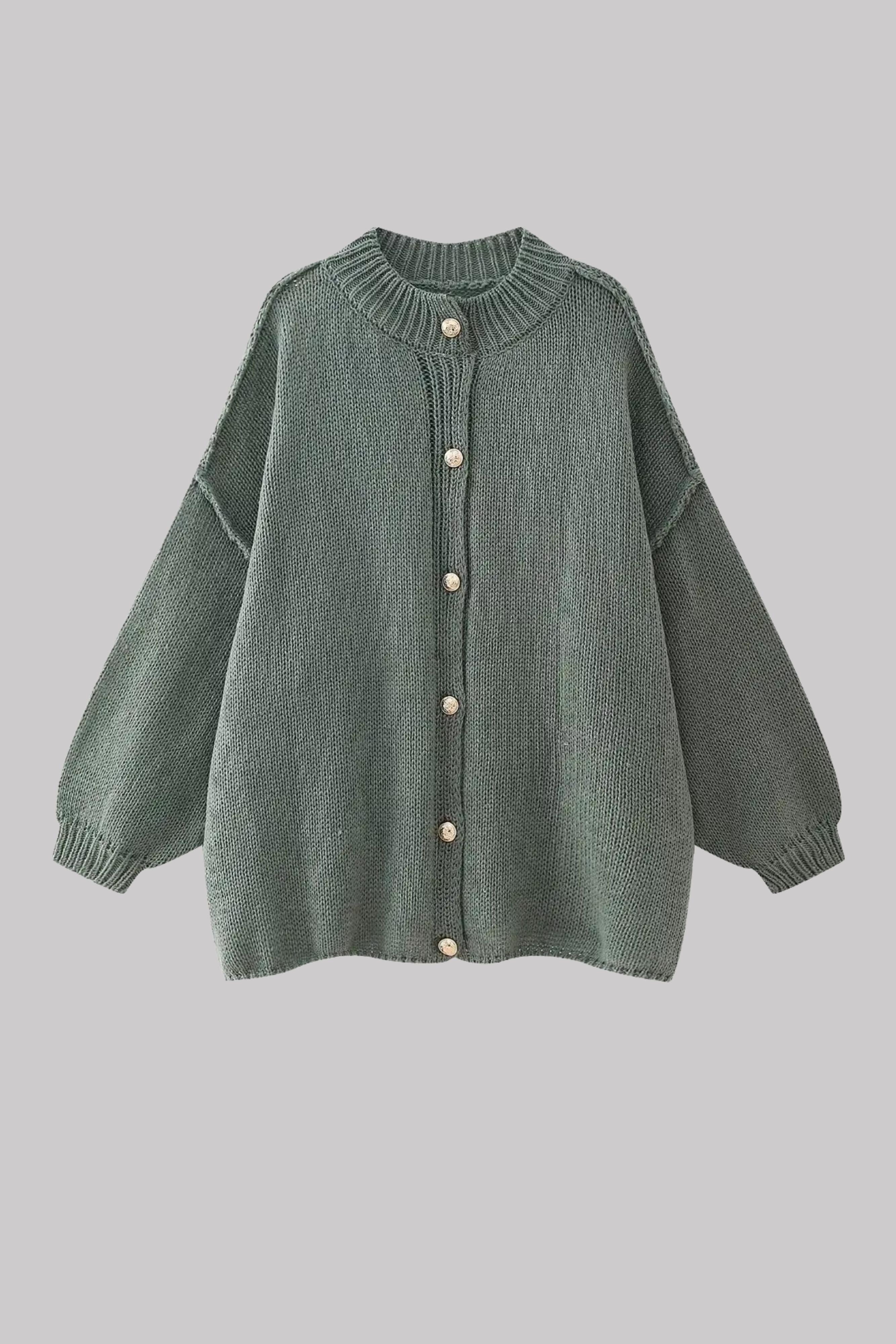 Women’s Button-Front Knit Round Neck Cardigan Sweater