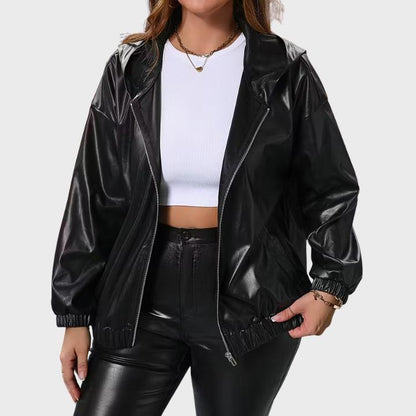 Women's Plus Size Zip-Up Hooded Jacket