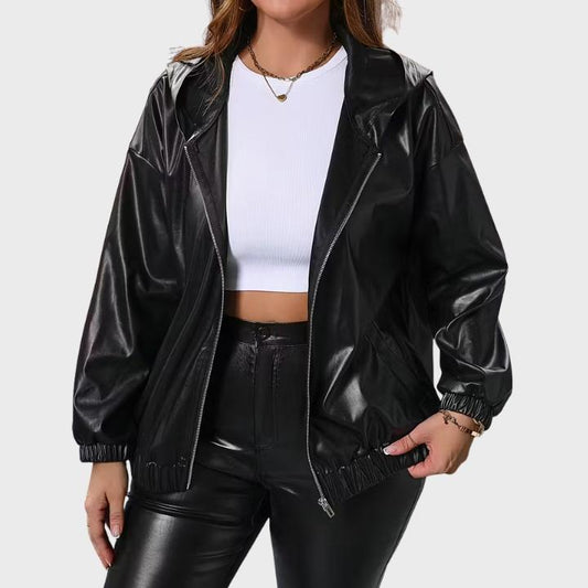 Women's Plus Size Zip-Up Hooded Jacket