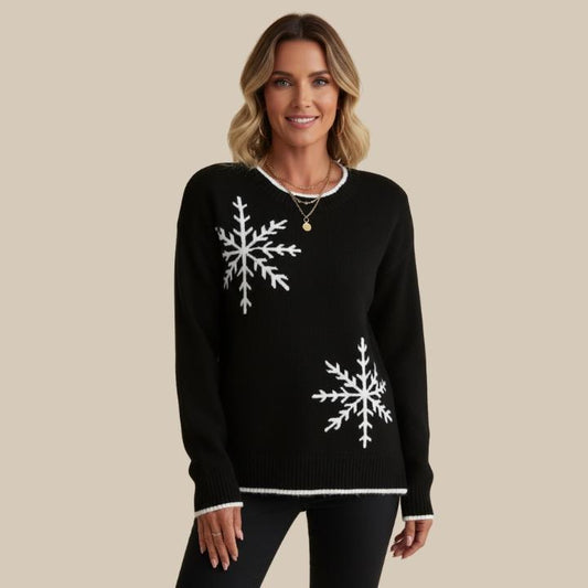 Women's Snowflake Crew Neck Knit Sweater