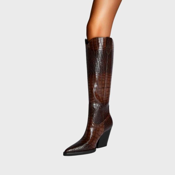 Women's  Croc-Embossed Knee-High Boot