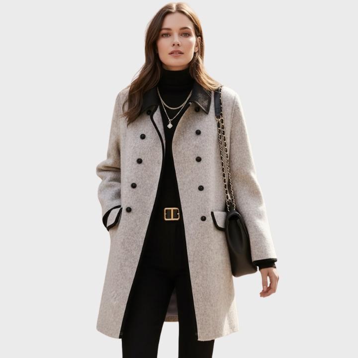 Women’s  Fleece-Lined Lapel Trench Coat Khaki