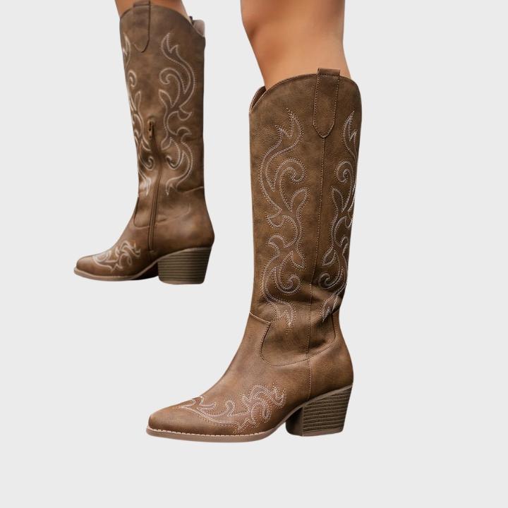 Women's Zip-Up Mid Heel Fashion Boots