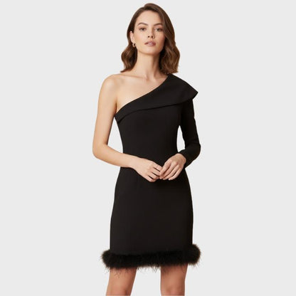Women's Black One-Shoulder Mini Dress