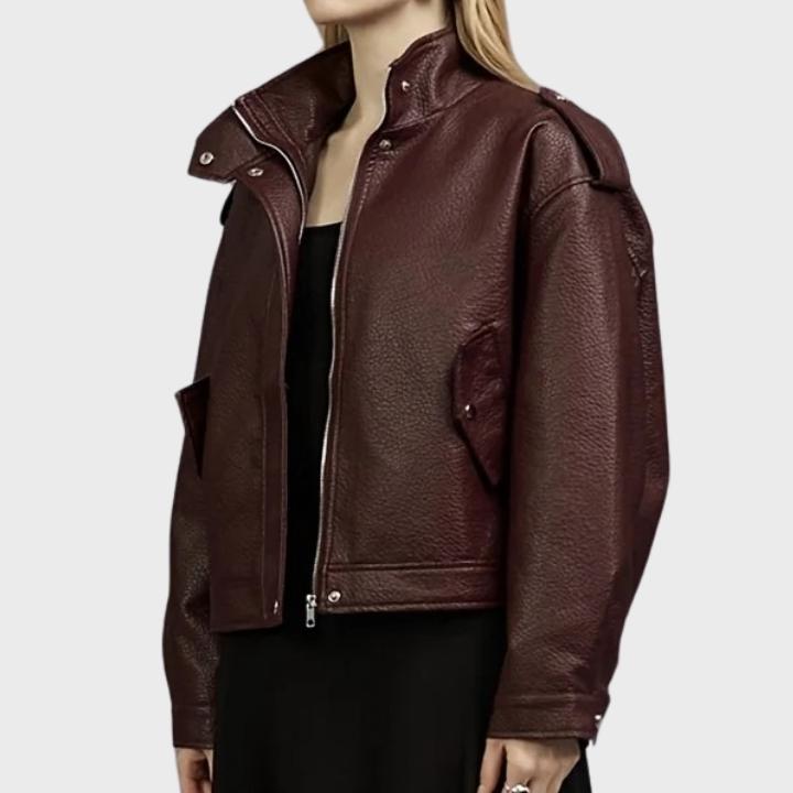 Women’s Retro Crimson Leather Jacket