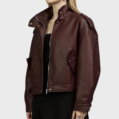 Women’s Retro Crimson Leather Jacket