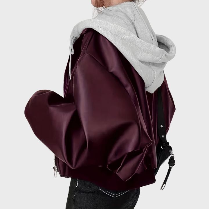 Women’s Oversized Retro Zip-Up Leather Jacket