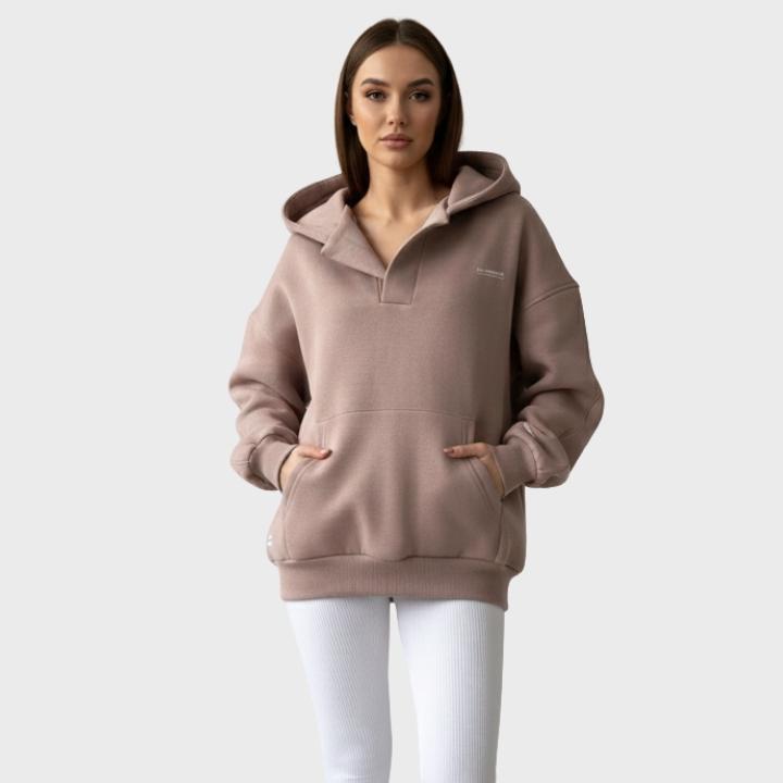 Women's Oversized V-Neck Cotton Pullover Hoodie