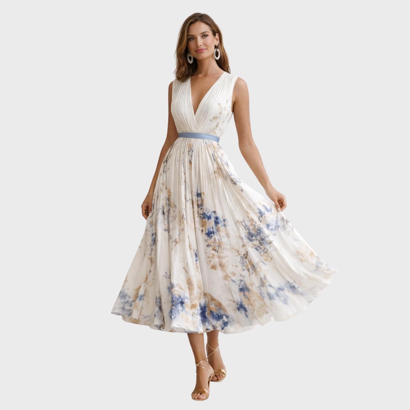 Women's Elegant Floral Plissé Ceremony Dress