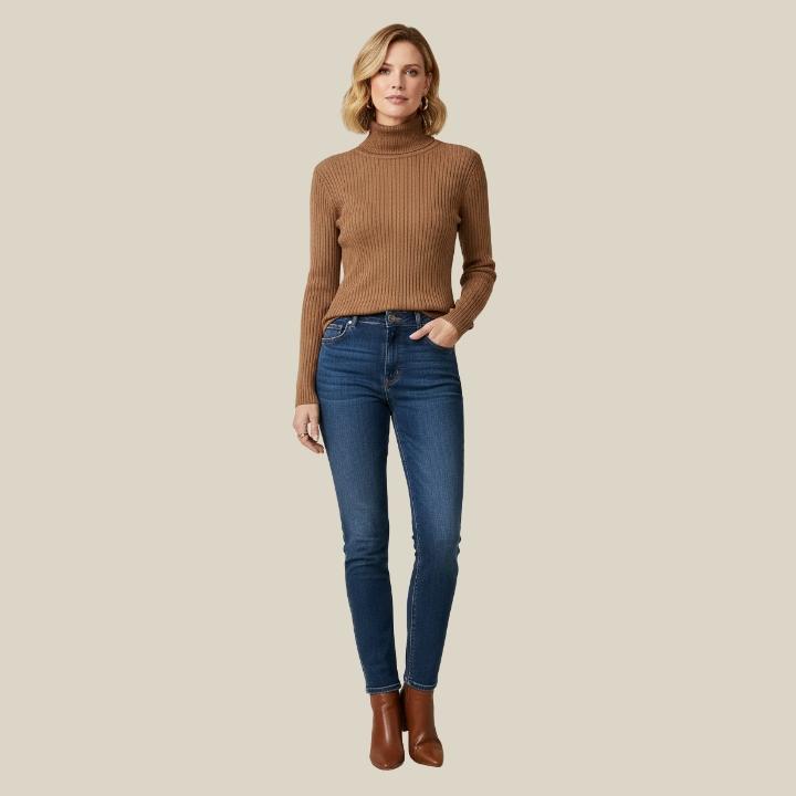 Basic Solid Color Long Sleeve Turtleneck 3 piece Bundle