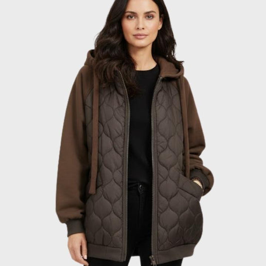 Women's Drawstring Hooded Quilted Jacket
