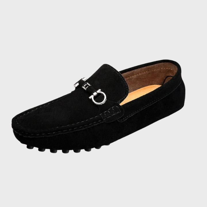 Men's Slip On Loafers with Silver Metal Bar Detail