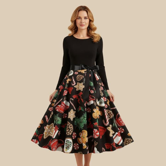 Women’s Christmas Vintage Print Dress