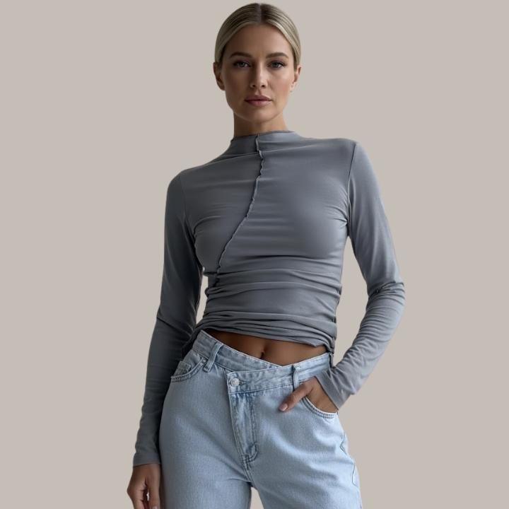 Women’s Slim Fit High Neck Long Sleeve Top
