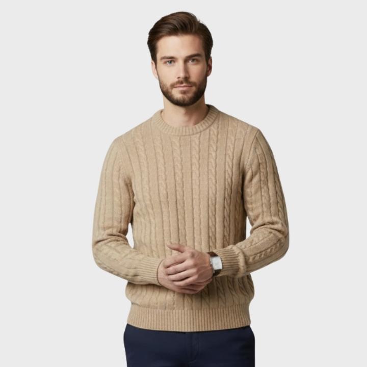 Men’s Classic Round Neck Cable Sweater