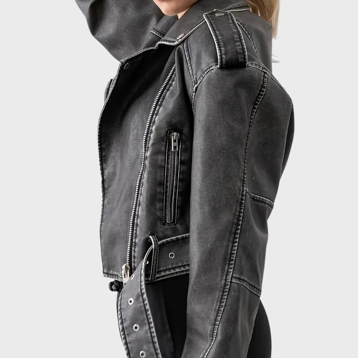 Women’s Chic Faux Leather Moto Jacket