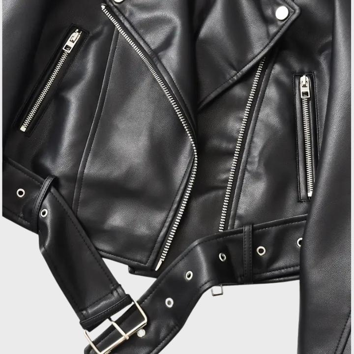Women's Retro Belted Biker Jacket
